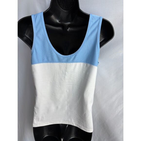 Prince White Tank Blue Trim Size M Workout Top Classy Tennis Gym Workout - Picture 5 of 10